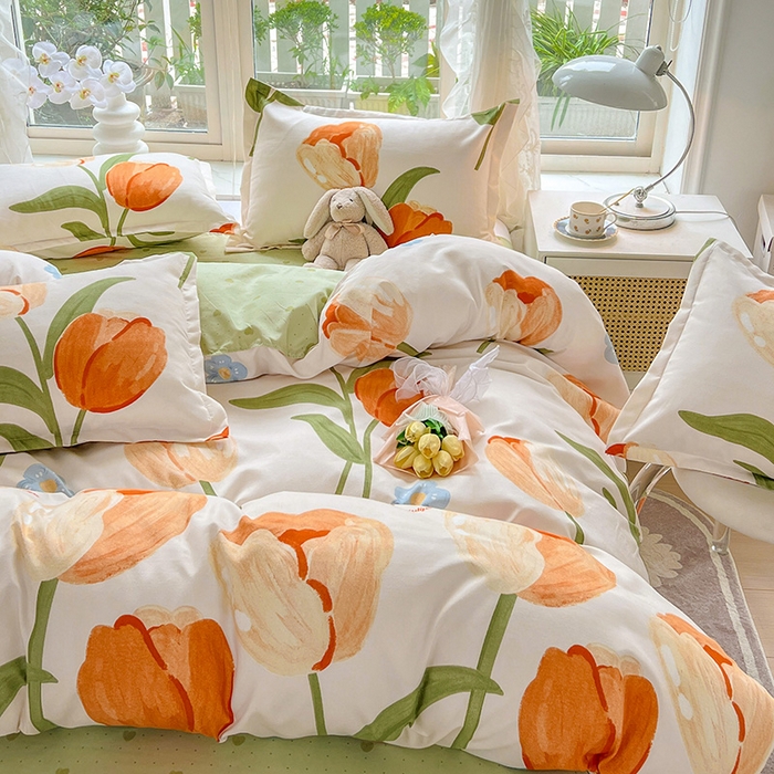 91家纺网 家纺一手货源 找家纺 文黛家居 2025新款植物羊绒亲肤小版花单被套 郁金香-绿