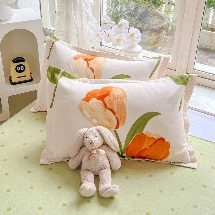 91家纺网 家纺一手货源 找家纺 文黛家居 2025新款植物羊绒亲肤小版花单被套 郁金香-绿