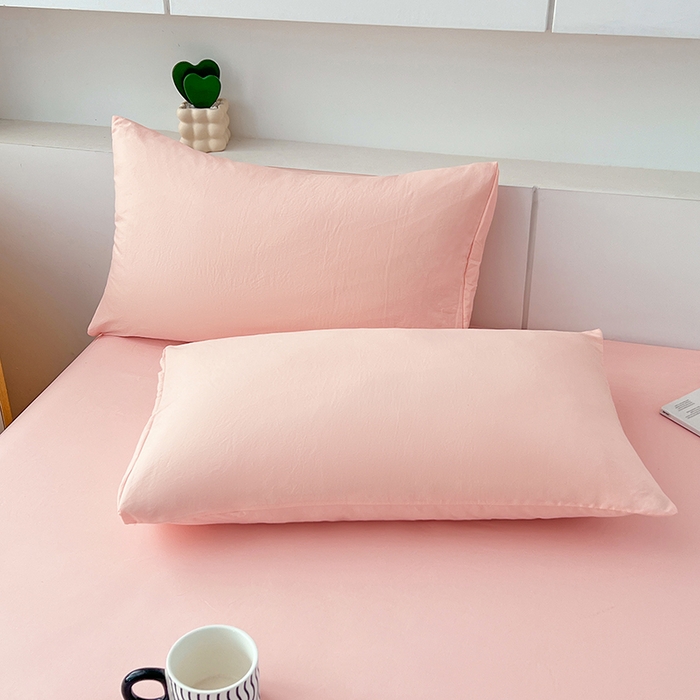 91家纺网 家纺一手货源 找家纺 优尚佳生活馆 2025新款亲肤水洗棉纯色单品床笠 胭脂粉