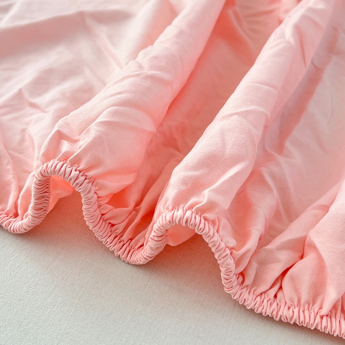 91家纺网 家纺一手货源 找家纺 优尚佳生活馆 2025新款亲肤水洗棉纯色单品床笠 胭脂粉