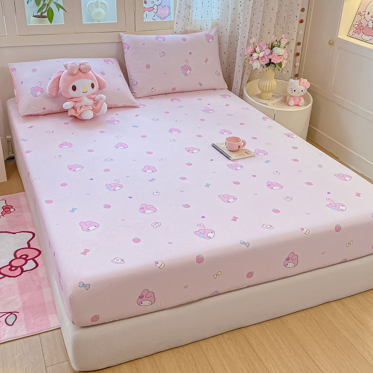 91家纺网 家纺一手货源 找家纺 博雅 2025春夏新款三丽欧小版全棉纯棉单品床笠床笠单件单床笠 下午茶美乐蒂