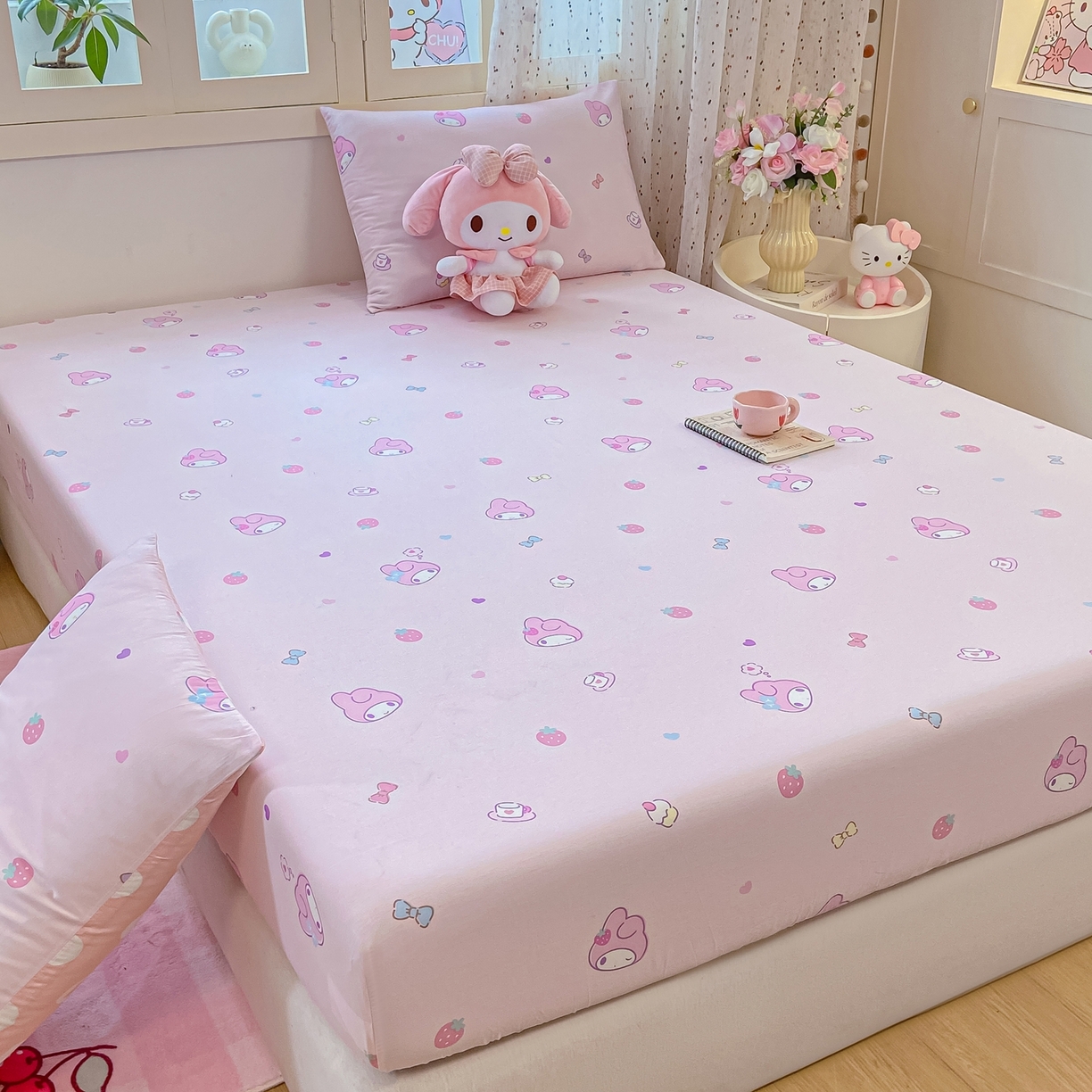 91家纺网 家纺一手货源 找家纺 博雅 2025春夏新款三丽欧小版全棉纯棉单品床笠床笠单件单床笠 下午茶美乐蒂