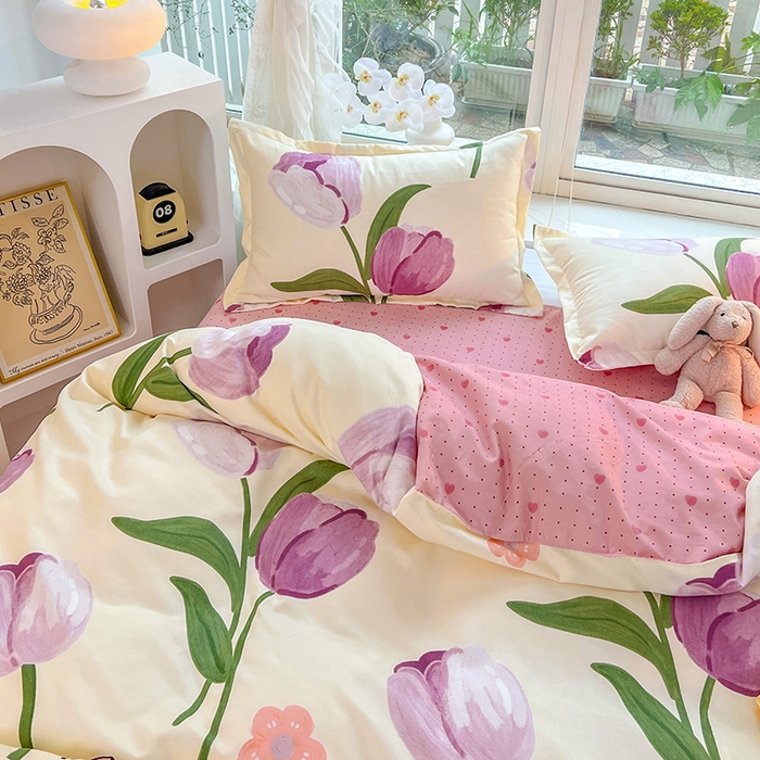 91家纺网 家纺一手货源 找家纺 文黛家居 2025新款植物羊绒亲肤小版花单被套 郁金香-紫