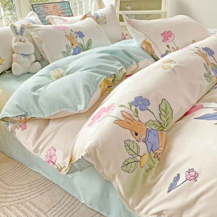 91家纺网 家纺一手货源 找家纺 文黛家居 2025新款植物羊绒亲肤小版花单被套 园林兔