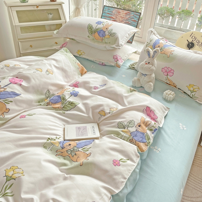 91家纺网 家纺一手货源 找家纺 文黛家居 2025新款植物羊绒亲肤小版花单被套 园林兔