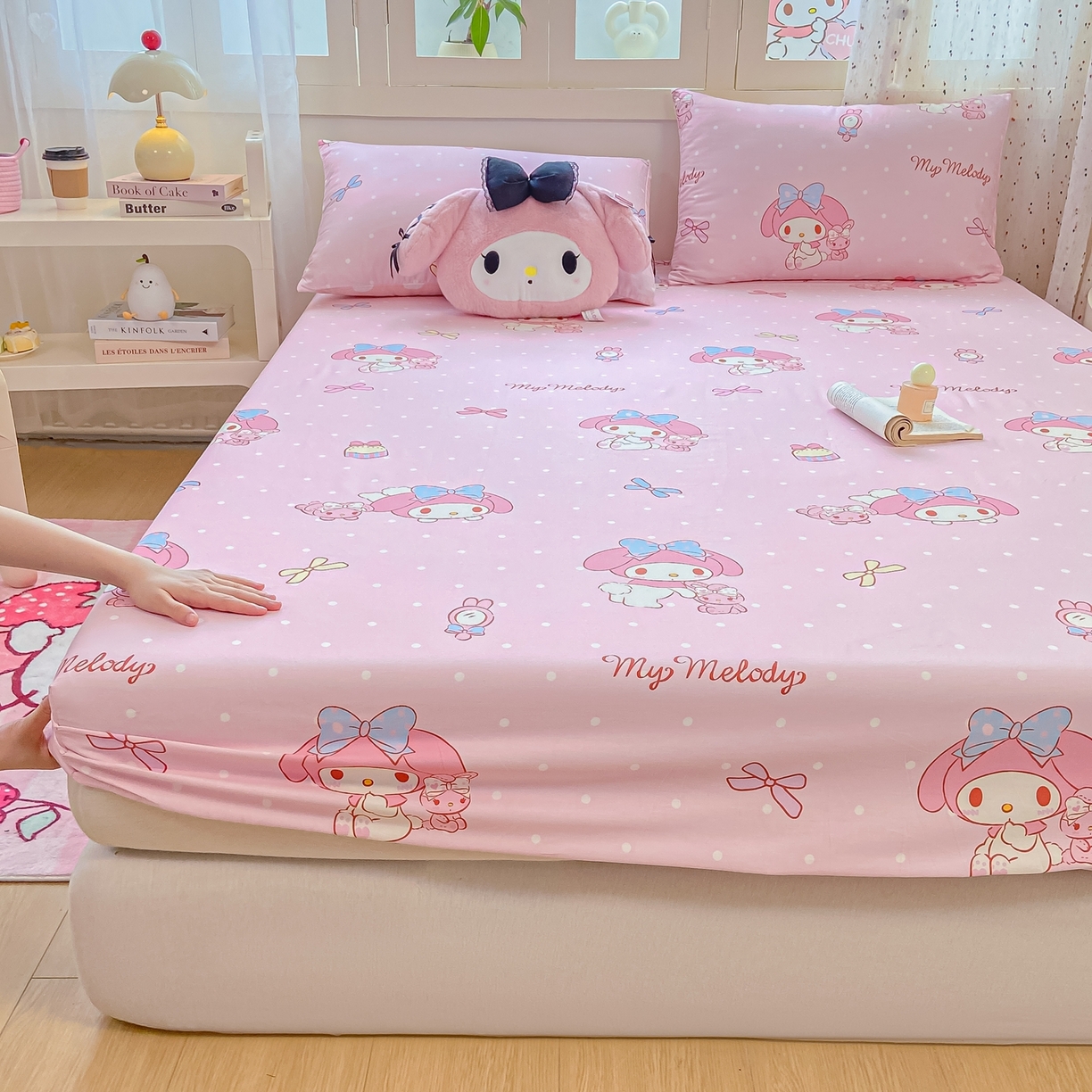 91家纺网 家纺一手货源 找家纺 博雅 2025春夏新款三丽欧小版全棉纯棉单品床笠床笠单件单床笠 小兔美乐蒂