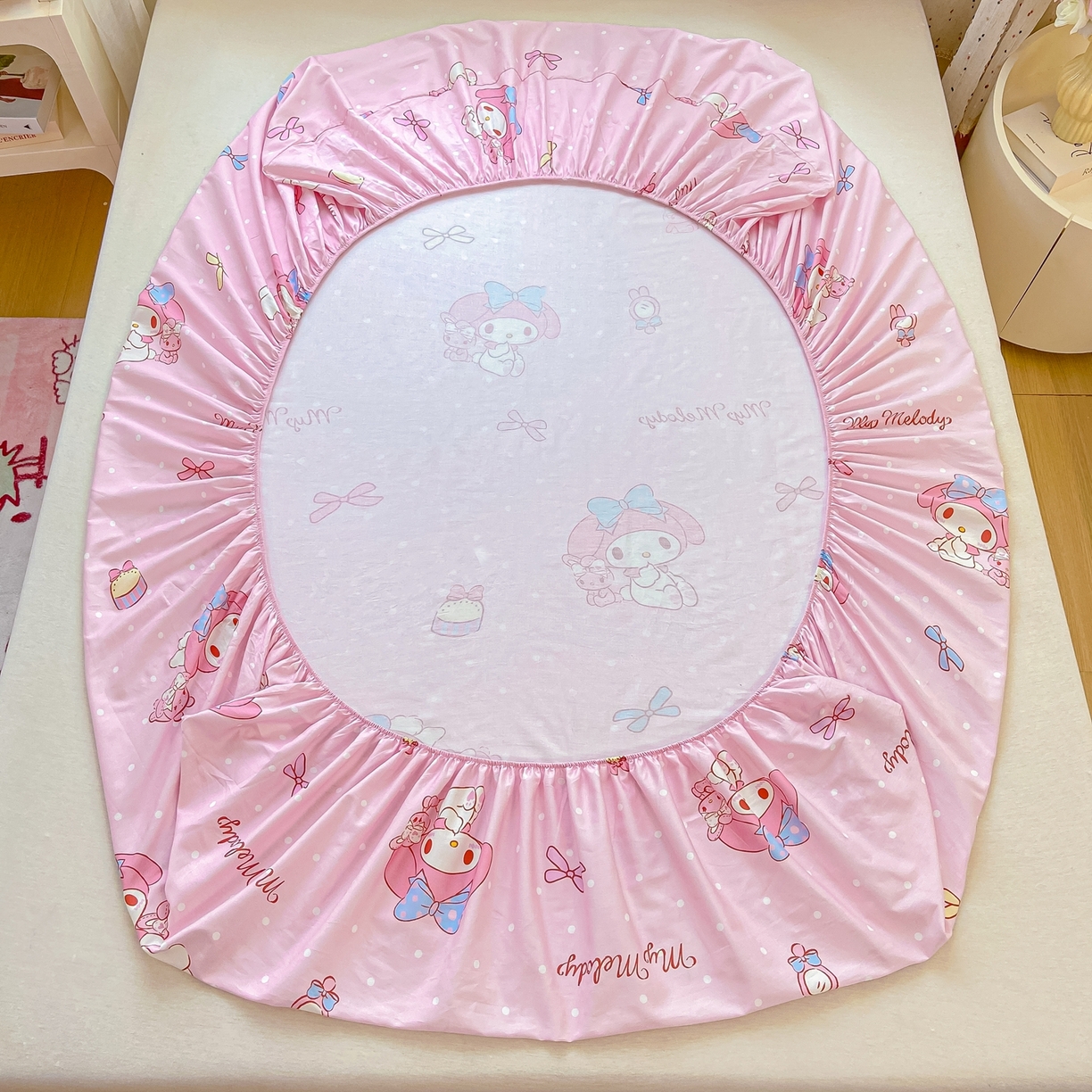 91家纺网 家纺一手货源 找家纺 博雅 2025春夏新款三丽欧小版全棉纯棉单品床笠床笠单件单床笠 小兔美乐蒂