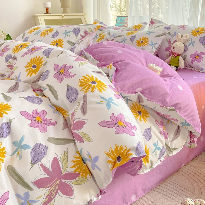 91家纺网 家纺一手货源 找家纺 文黛家居 2025新款植物羊绒亲肤小版花单被套 紫韵花开