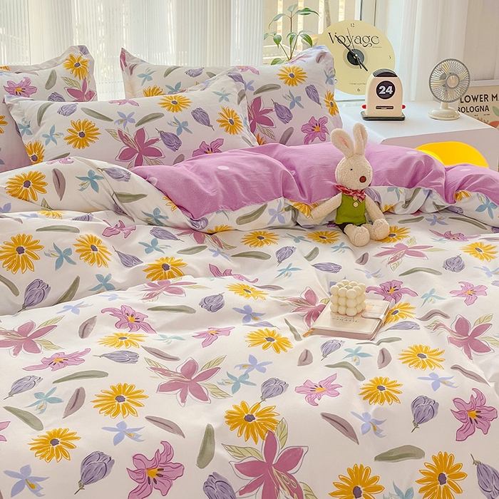 91家纺网 家纺一手货源 找家纺 文黛家居 2025新款植物羊绒亲肤小版花单被套 紫韵花开