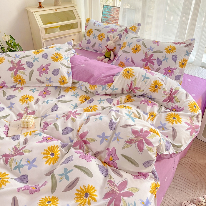 91家纺网 家纺一手货源 找家纺 文黛家居 2025新款植物羊绒亲肤小版花单被套 紫韵花开