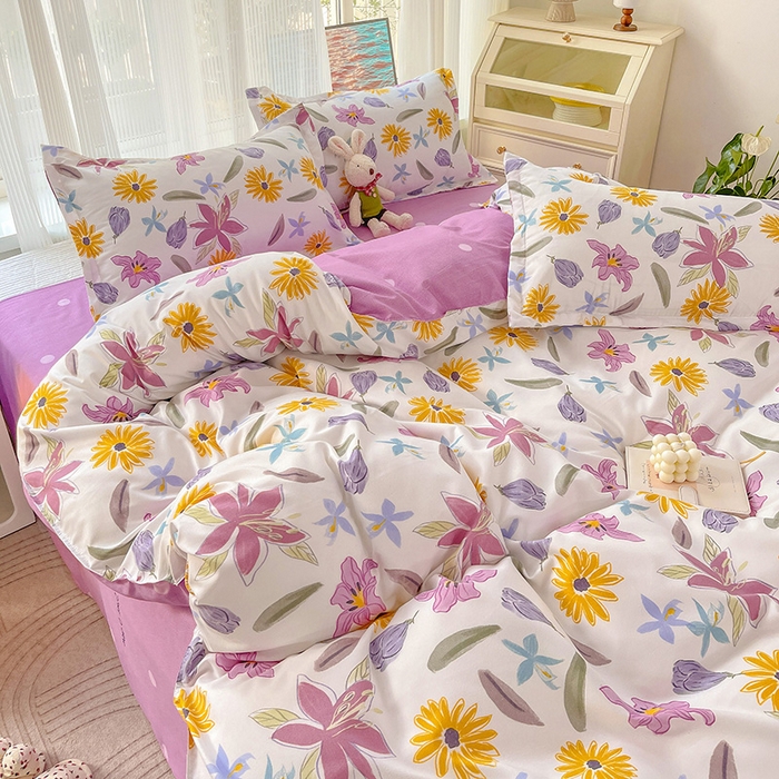 91家纺网 家纺一手货源 找家纺 文黛家居 2025新款植物羊绒亲肤小版花单被套 紫韵花开