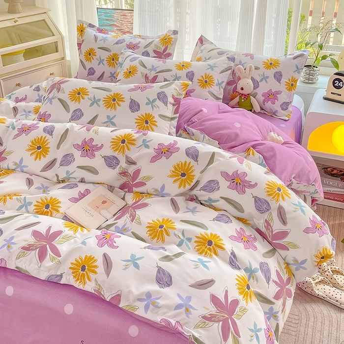 91家纺网 家纺一手货源 找家纺 文黛家居 2025新款植物羊绒亲肤小版花单被套 紫韵花开