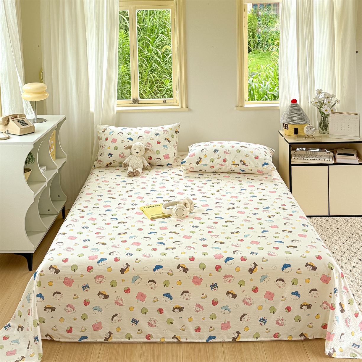 91家纺网 家纺一手货源 找家纺 多品家纺 2025新款超柔云感双层纱单床单 床单单件 魔法新新