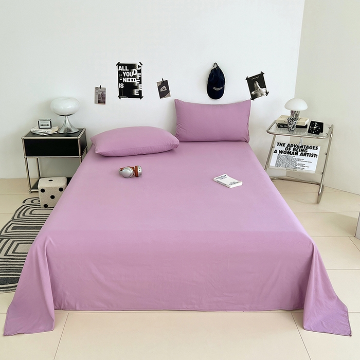 91家纺网 家纺一手货源 找家纺 优佳优品 2025新款亲肤水洗棉纯色单品床单 帝王紫