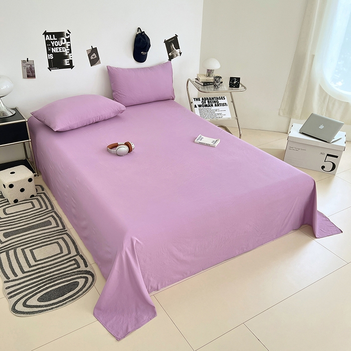 91家纺网 家纺一手货源 找家纺 优佳优品 2025新款亲肤水洗棉纯色单品床单 帝王紫