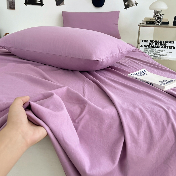 91家纺网 家纺一手货源 找家纺 优佳优品 2025新款亲肤水洗棉纯色单品床单 帝王紫