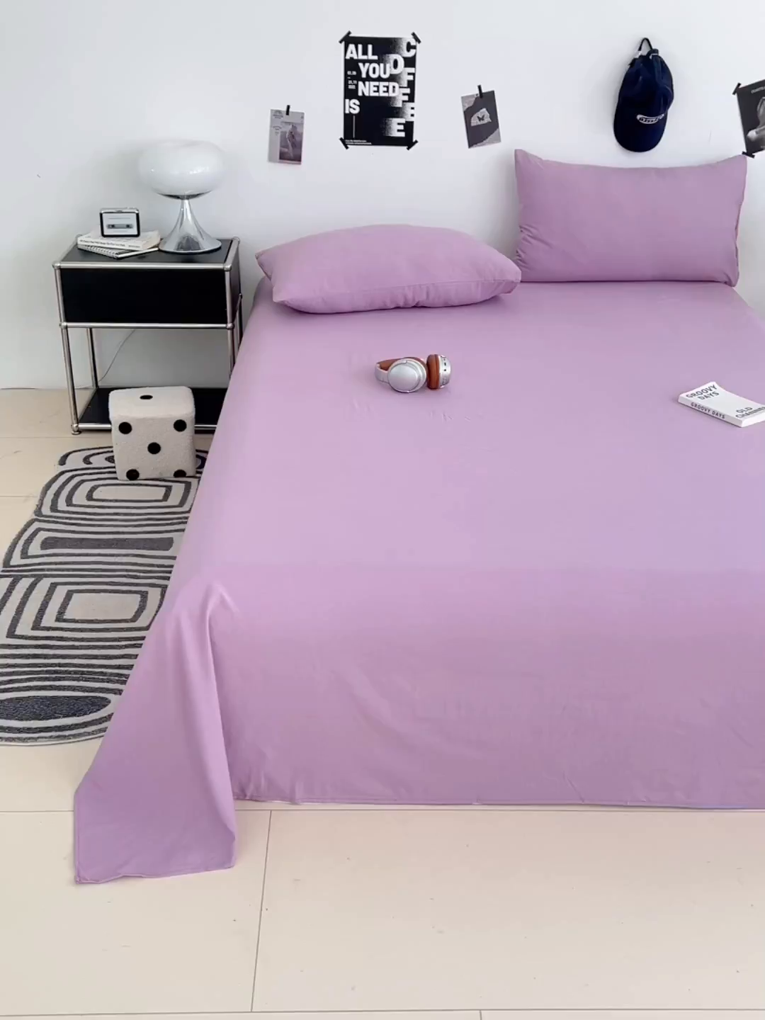 91家纺网 家纺一手货源 找家纺 优佳优品 2025新款亲肤水洗棉纯色单品床单 帝王紫