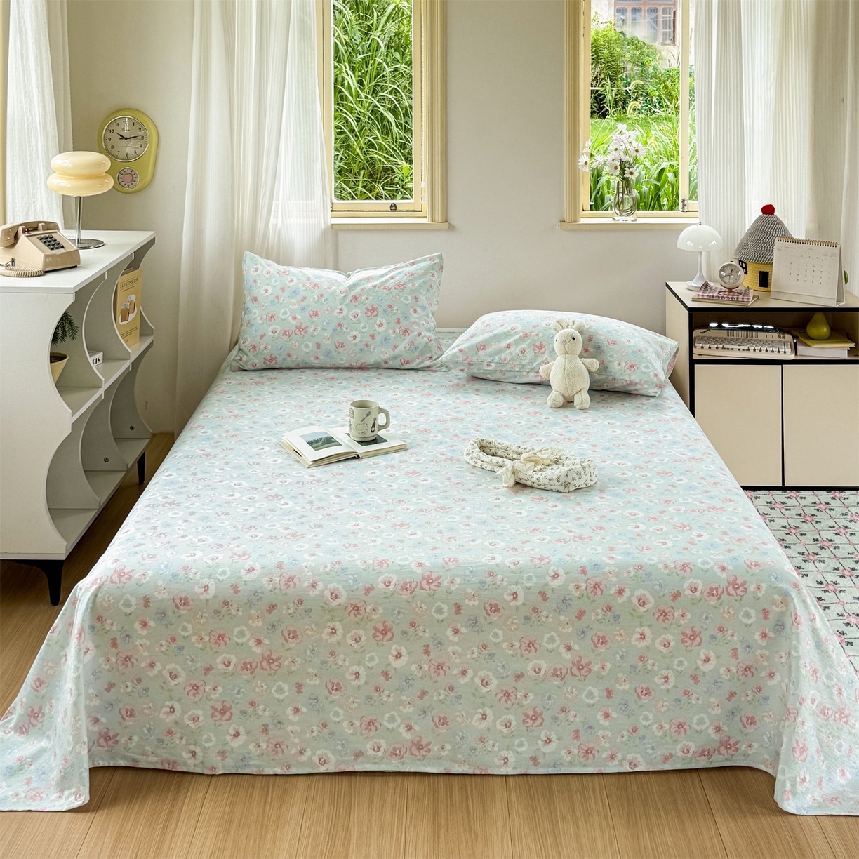 多品家纺 2025新款超柔云感双层纱单床单 床单单件 花城兰