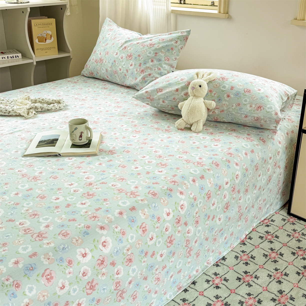 91家纺网 家纺一手货源 找家纺 多品家纺 2025新款超柔云感双层纱单床单 床单单件 花城兰