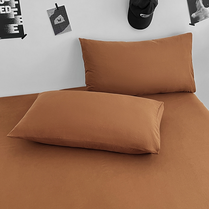 91家纺网 家纺一手货源 找家纺 优佳优品 2025新款亲肤水洗棉纯色单品床单 琥珀棕