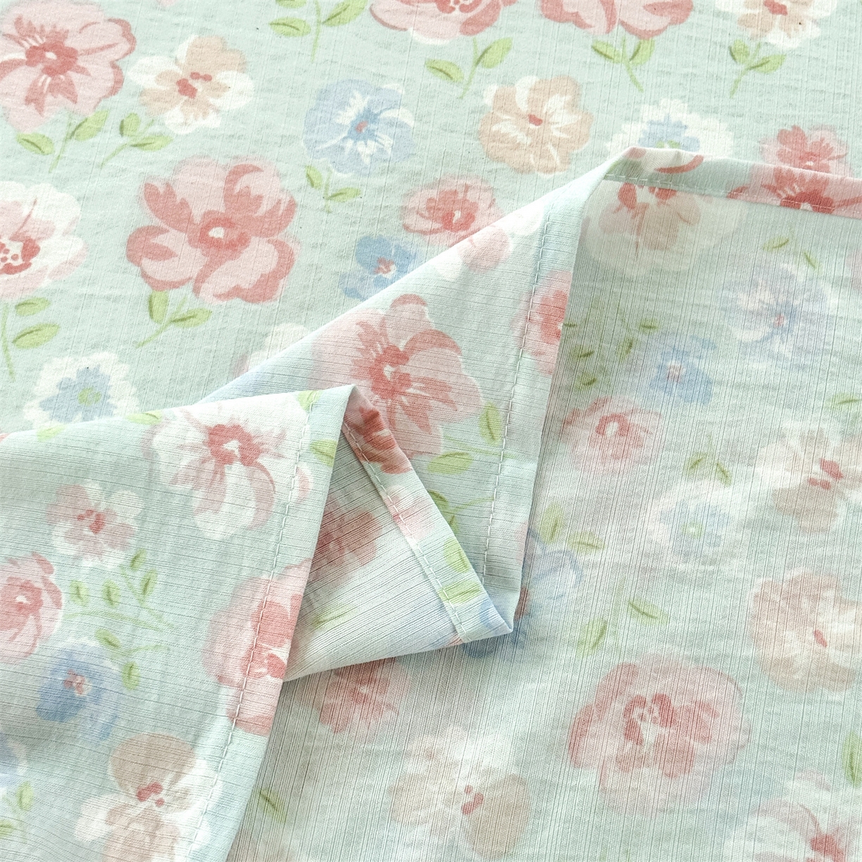 91家纺网 家纺一手货源 找家纺 多品家纺 2025新款超柔云感双层纱单床单 床单单件 花城兰