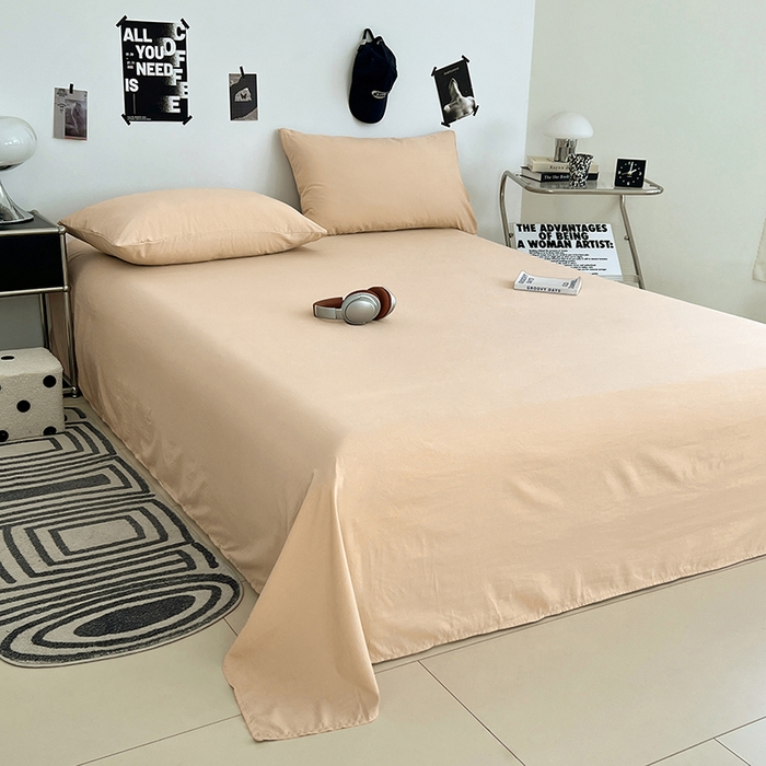 91家纺网 家纺一手货源 找家纺 优佳优品 2025新款亲肤水洗棉纯色单品床单 伦敦咖