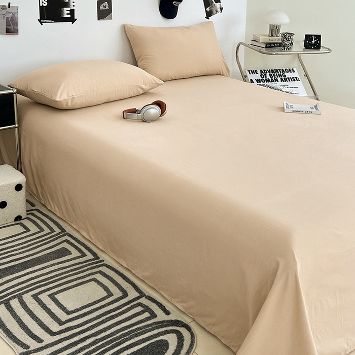 91家纺网 家纺一手货源 找家纺 优佳优品 2025新款亲肤水洗棉纯色单品床单 伦敦咖