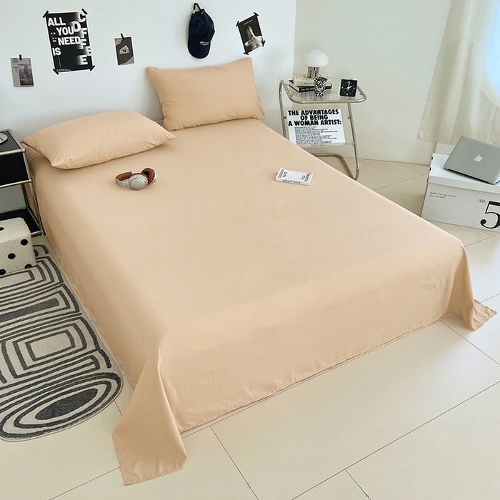 91家纺网 家纺一手货源 找家纺 优佳优品 2025新款亲肤水洗棉纯色单品床单 伦敦咖