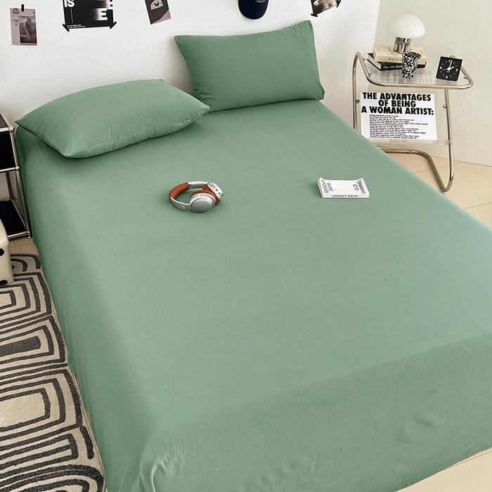 91家纺网 家纺一手货源 找家纺 优佳优品 2025新款亲肤水洗棉纯色单品床单 麦苗绿