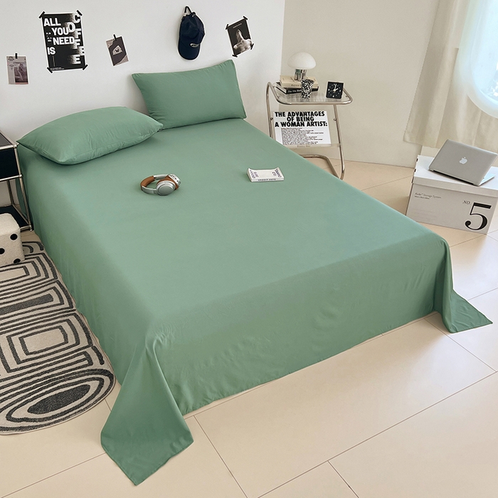 91家纺网 家纺一手货源 找家纺 优佳优品 2025新款亲肤水洗棉纯色单品床单 麦苗绿