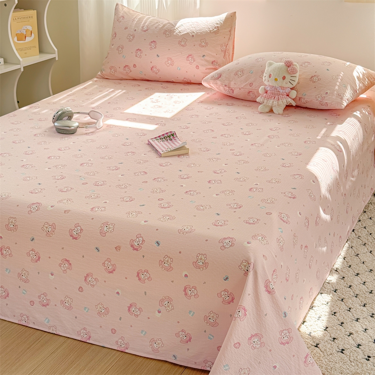 91家纺网 家纺一手货源 找家纺 多品家纺 2025新款超柔云感双层纱单床单 床单单件 可爱贝贝