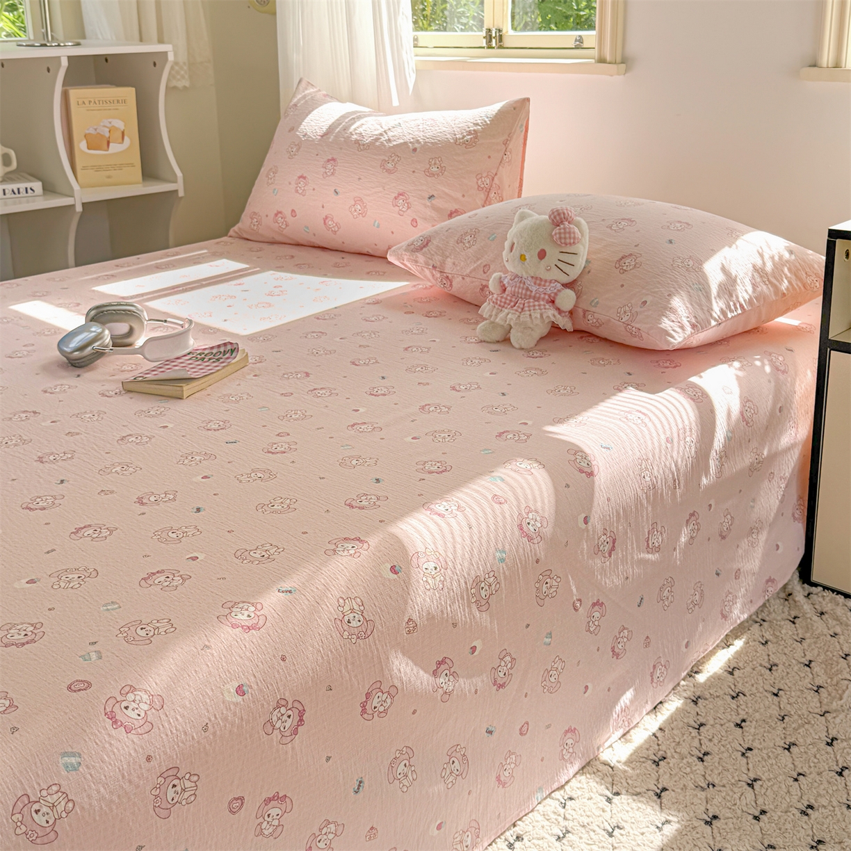 91家纺网 家纺一手货源 找家纺 多品家纺 2025新款超柔云感双层纱单床单 床单单件 可爱贝贝