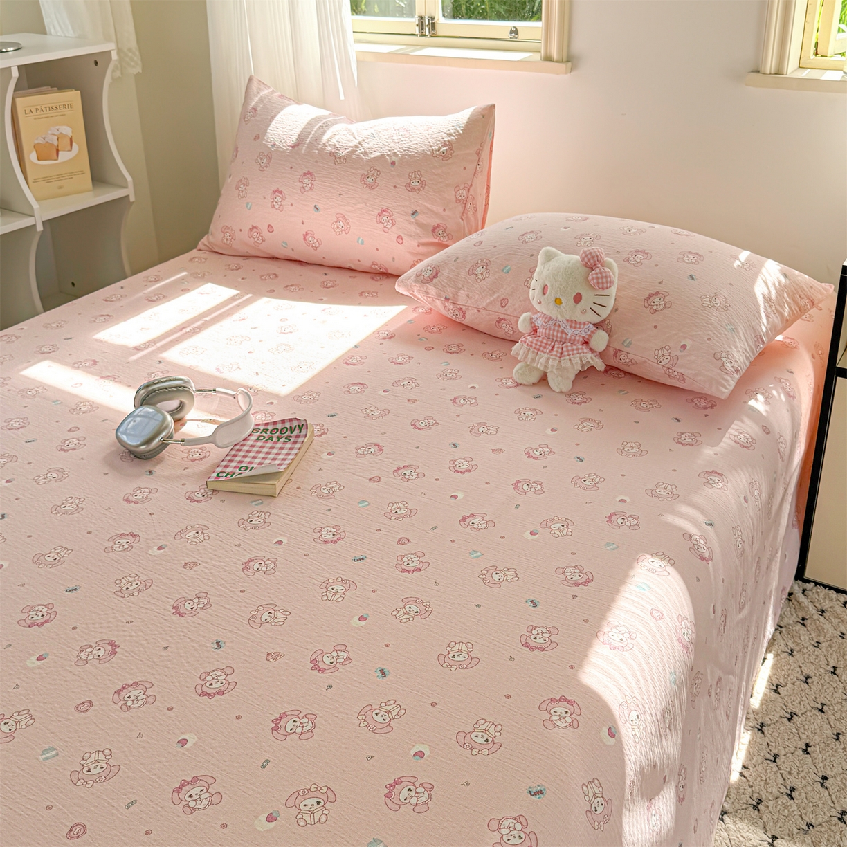 91家纺网 家纺一手货源 找家纺 多品家纺 2025新款超柔云感双层纱单床单 床单单件 可爱贝贝