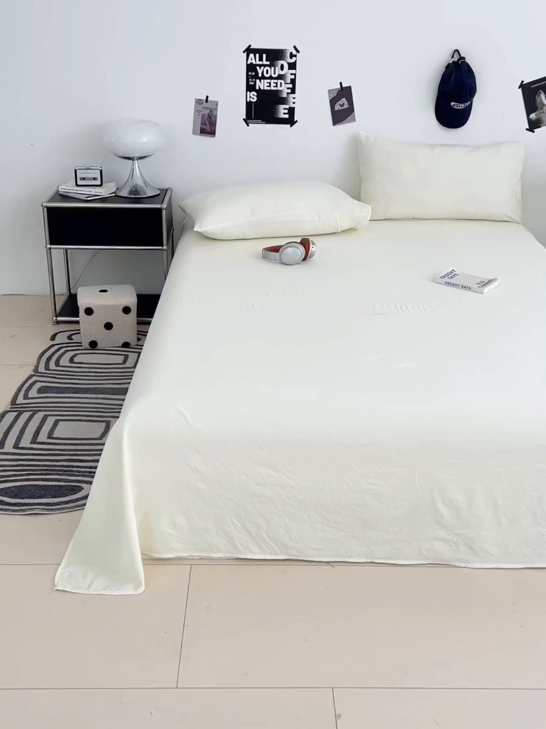 91家纺网 家纺一手货源 找家纺 优佳优品 2025新款亲肤水洗棉纯色单品床单 奶酪白