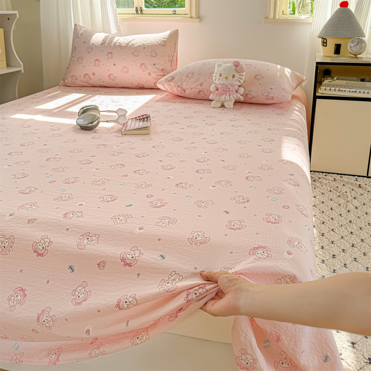 91家纺网 家纺一手货源 找家纺 多品家纺 2025新款超柔云感双层纱单床单 床单单件 可爱贝贝