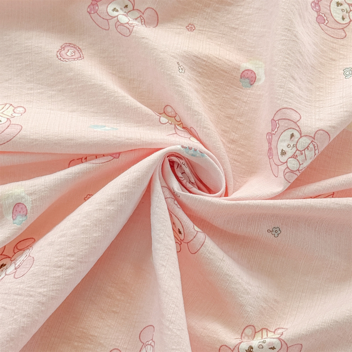 91家纺网 家纺一手货源 找家纺 多品家纺 2025新款超柔云感双层纱单床单 床单单件 可爱贝贝