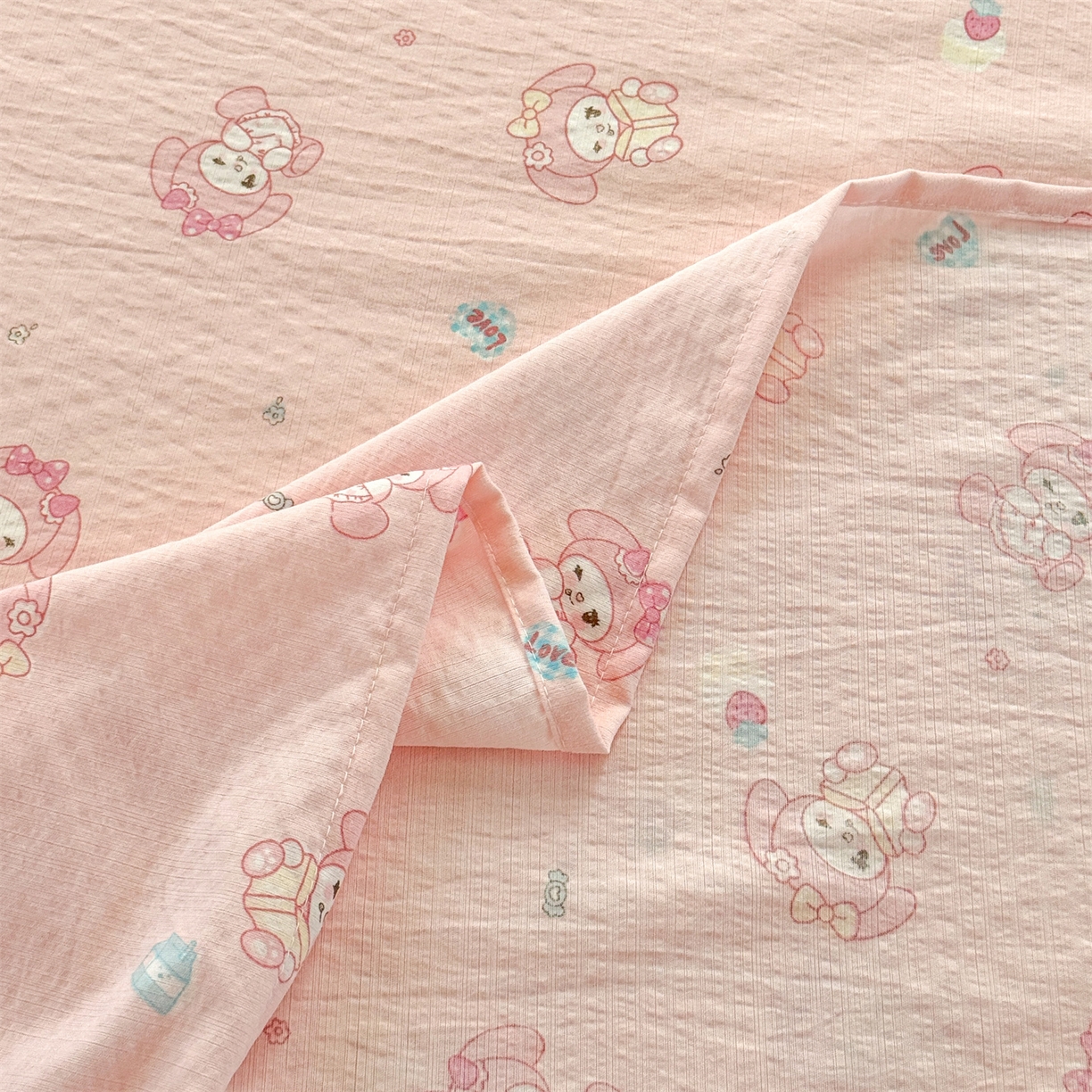 91家纺网 家纺一手货源 找家纺 多品家纺 2025新款超柔云感双层纱单床单 床单单件 可爱贝贝