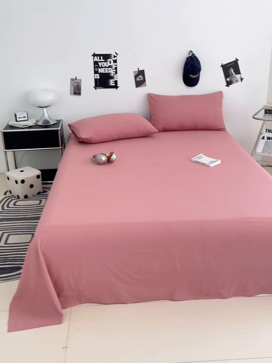 91家纺网 家纺一手货源 找家纺 优佳优品 2025新款亲肤水洗棉纯色单品床单 藕粉