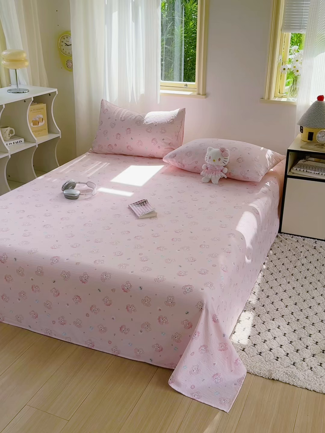 91家纺网 家纺一手货源 找家纺 多品家纺 2025新款超柔云感双层纱单床单 床单单件 可爱贝贝