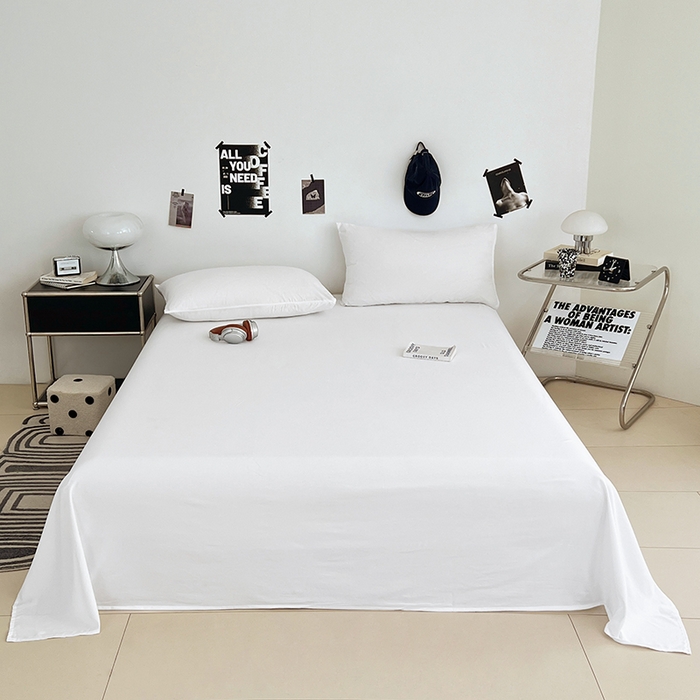 91家纺网 家纺一手货源 找家纺 优佳优品 2025新款亲肤水洗棉纯色单品床单 乳白