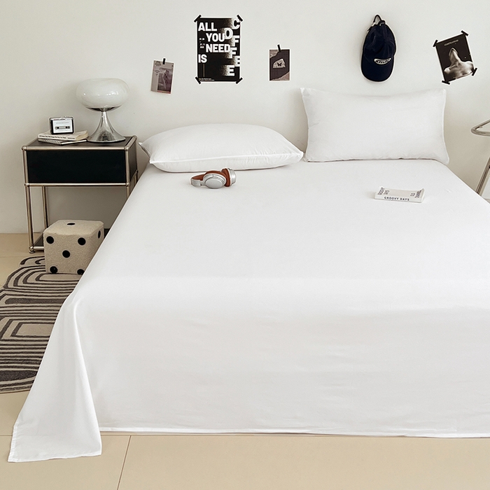 91家纺网 家纺一手货源 找家纺 优佳优品 2025新款亲肤水洗棉纯色单品床单 乳白