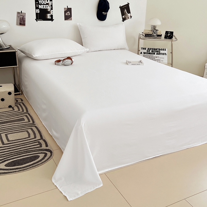 91家纺网 家纺一手货源 找家纺 优佳优品 2025新款亲肤水洗棉纯色单品床单 乳白