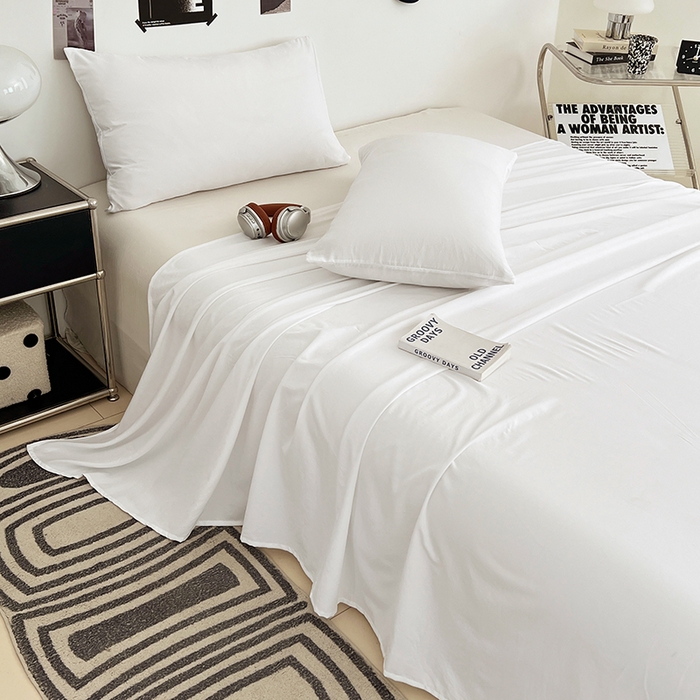 91家纺网 家纺一手货源 找家纺 优佳优品 2025新款亲肤水洗棉纯色单品床单 乳白