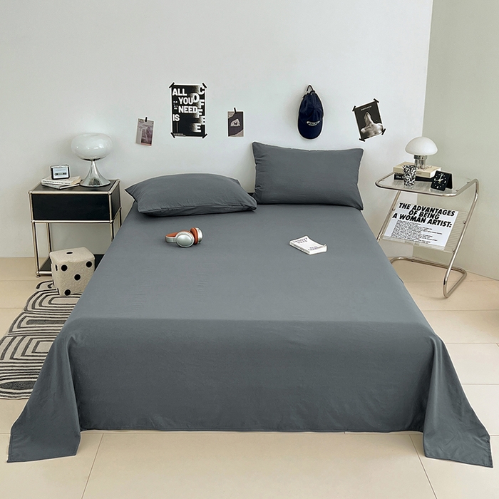 91家纺网 家纺一手货源 找家纺 优佳优品 2025新款亲肤水洗棉纯色单品床单 雅青