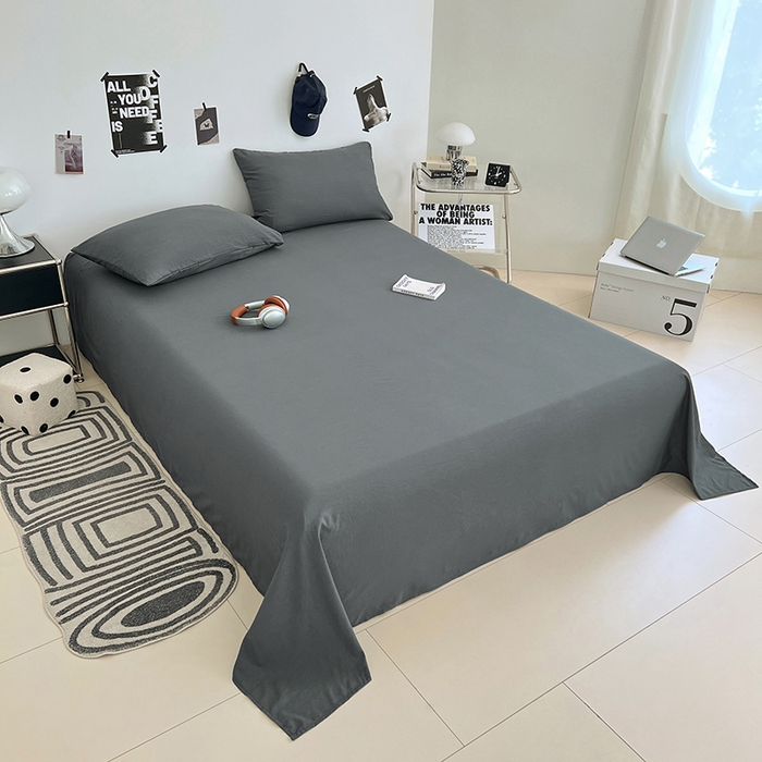 91家纺网 家纺一手货源 找家纺 优佳优品 2025新款亲肤水洗棉纯色单品床单 雅青