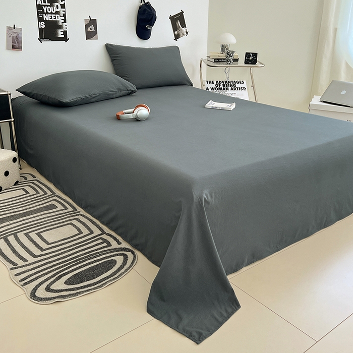 91家纺网 家纺一手货源 找家纺 优佳优品 2025新款亲肤水洗棉纯色单品床单 雅青