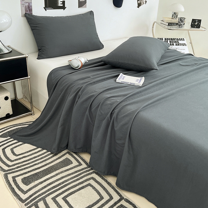 91家纺网 家纺一手货源 找家纺 优佳优品 2025新款亲肤水洗棉纯色单品床单 雅青