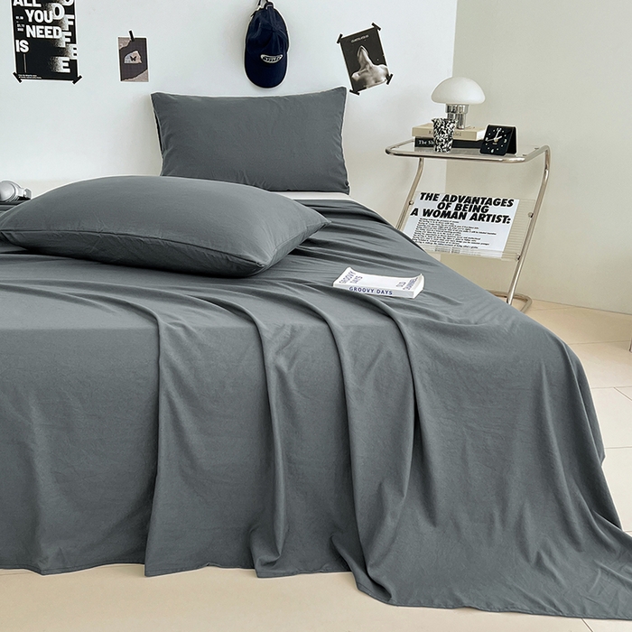 91家纺网 家纺一手货源 找家纺 优佳优品 2025新款亲肤水洗棉纯色单品床单 雅青