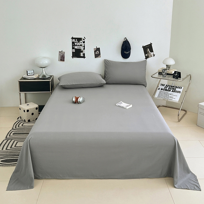 91家纺网 家纺一手货源 找家纺 优佳优品 2025新款亲肤水洗棉纯色单品床单 烟灰