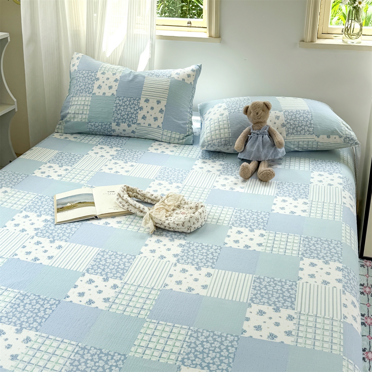 91家纺网 家纺一手货源 找家纺 多品家纺 2025新款超柔云感双层纱单床单 床单单件 兰花园